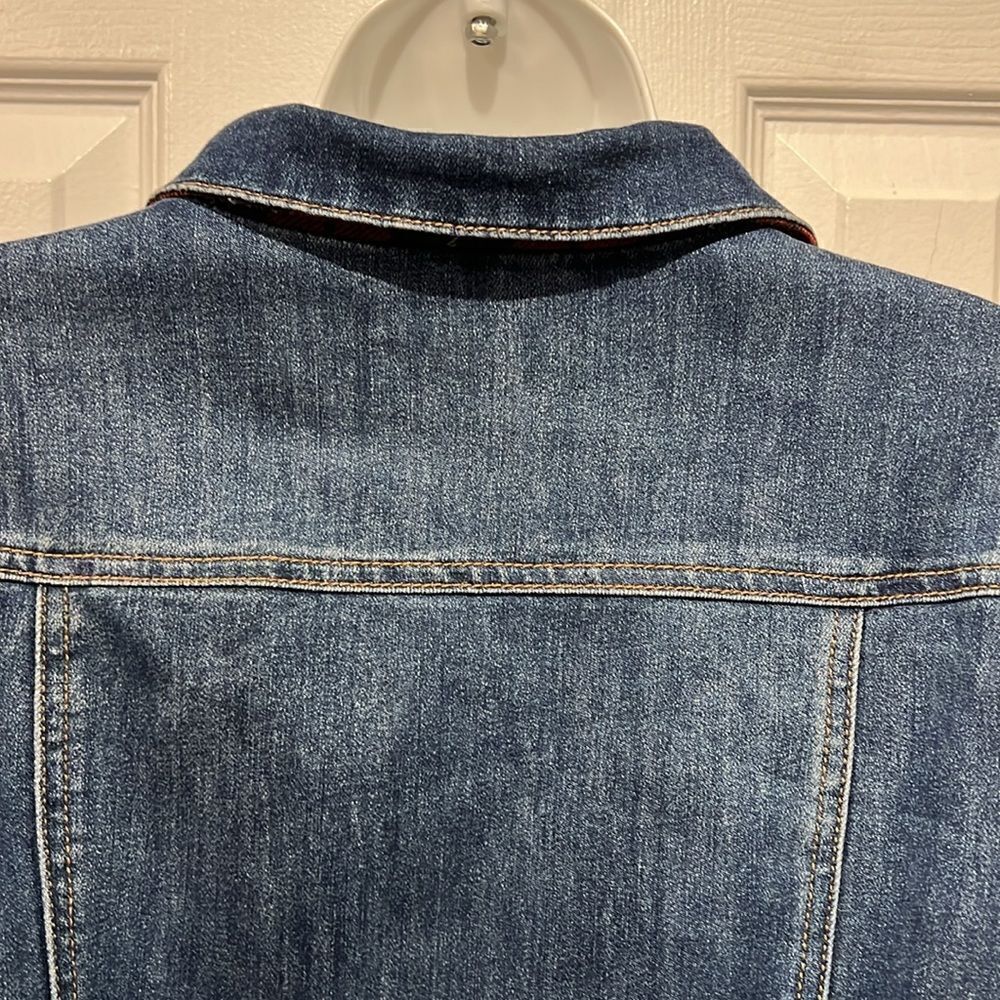 PARASUCO Red Plaid Lined Blue Denim Jacket Size S‎ (fits s/m) see measurements - Picture 9 of 14